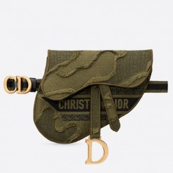 Dior Saddle Pouch Belt Bag In Green Camouflage Canvas