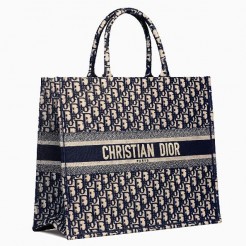 Dior Embroidered Book Tote In Oblique Canvas