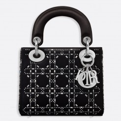 Dior Mini Lady Dior Satin With Rhinestones Bag With Chain