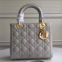 Dior Medium Lady Dior Bag In Blue Pale Patent Leather
