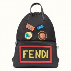 Fendi Black Drawstring Appliqu Backpack