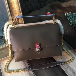 Fendi Kan I Scalloped Bag In Chocolate Calfskin