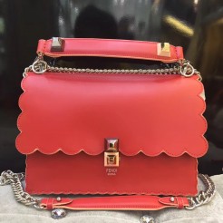 Fendi Kan I Scalloped Bag In Red Calfskin