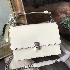 Fendi Kan I Scalloped Bag In White Calfskin