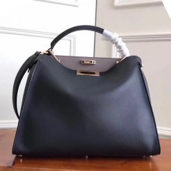 Fendi Peekaboo Essential Bag In Black Calfskin
