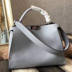Fendi Peekaboo Essential Bag In Light Blue Calfskin