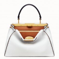 Fendi Selleria Peekaboo Medium Bag In White Roman Leather