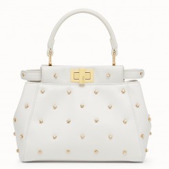 Fendi Peekaboo XS Bag In White Star Studs Nappa Leather
