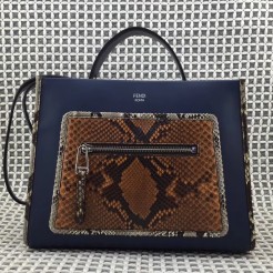 Fendi Small Runaway Bag In Blue Leather With Python