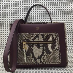 Fendi Small Runaway Bag In Bordeaux Leather With Python