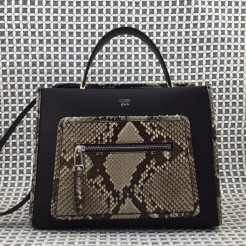 Fendi Small Runaway Bag In Black Leather With Python