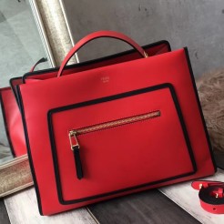 Fendi Medium Runaway Tote Bag In Red Calfskin