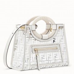 Fendi White Small PU Runaway Shopper Bag