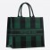 Dior Book Tote Bag In Green/Black Check Embroidered Canvas