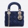 Dior Blue Velvet Mini Lady Dior Bag With Chain